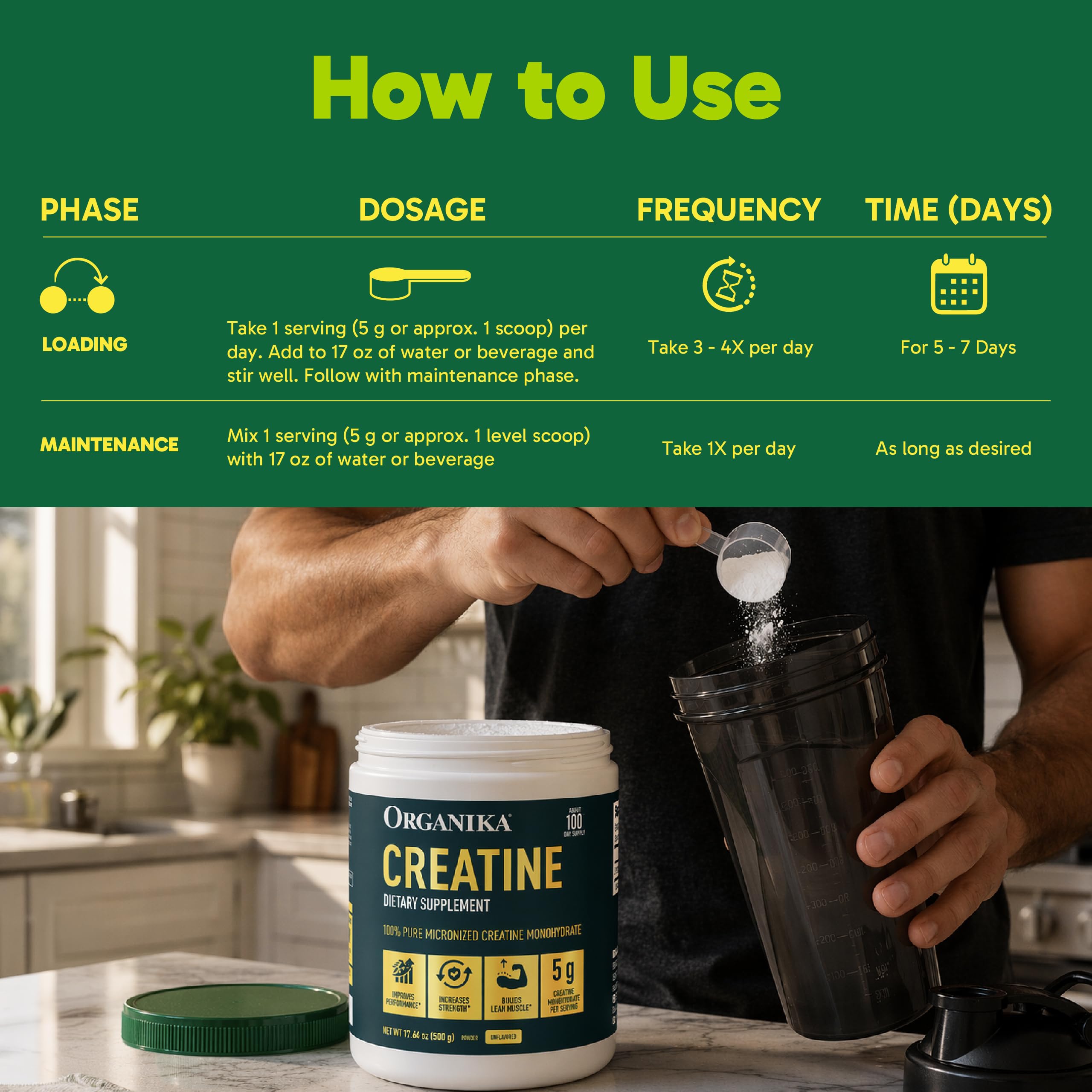 Organika Micronized Creatine Monohydrate 608g nutritional information