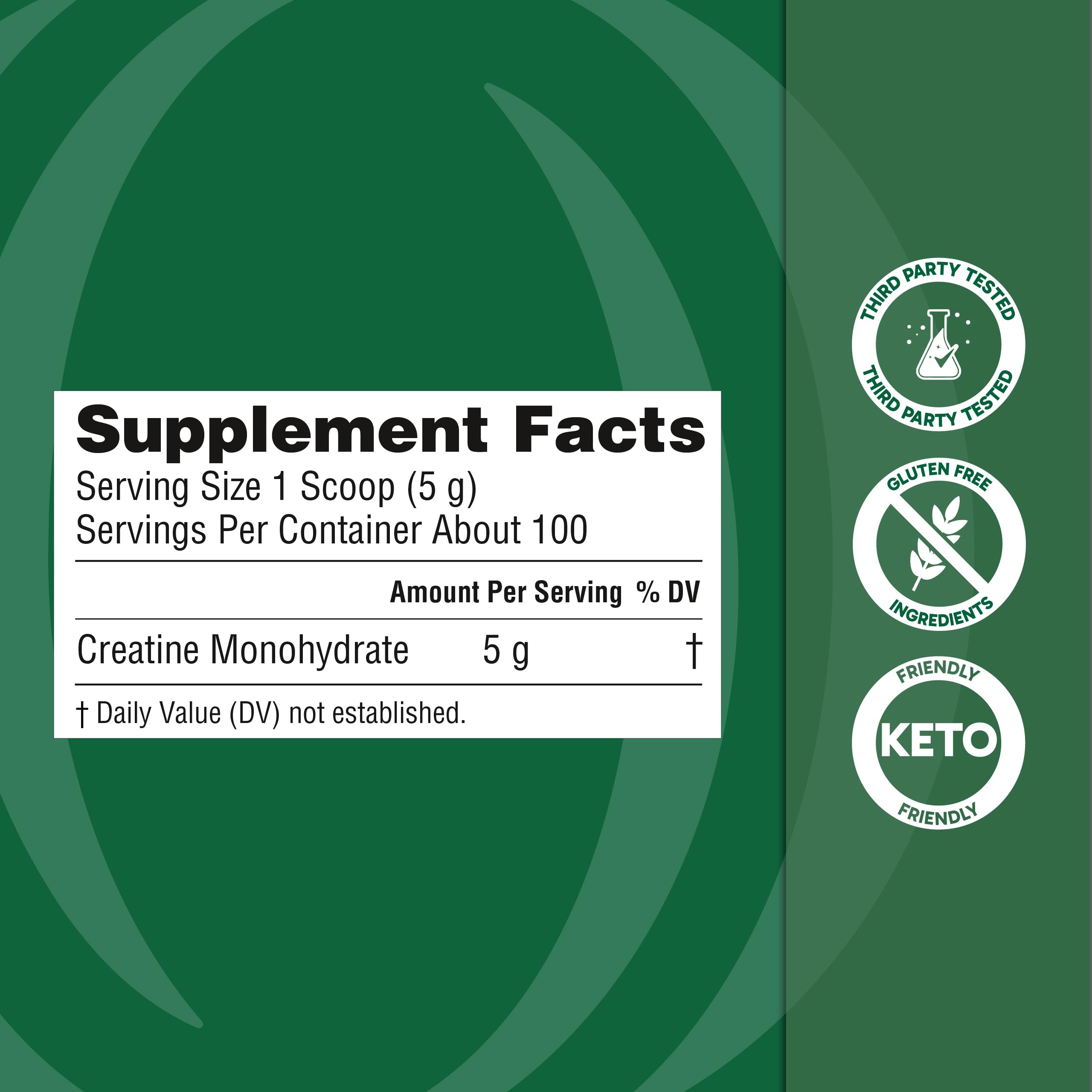 Organika Micronized Creatine Monohydrate 608g side view