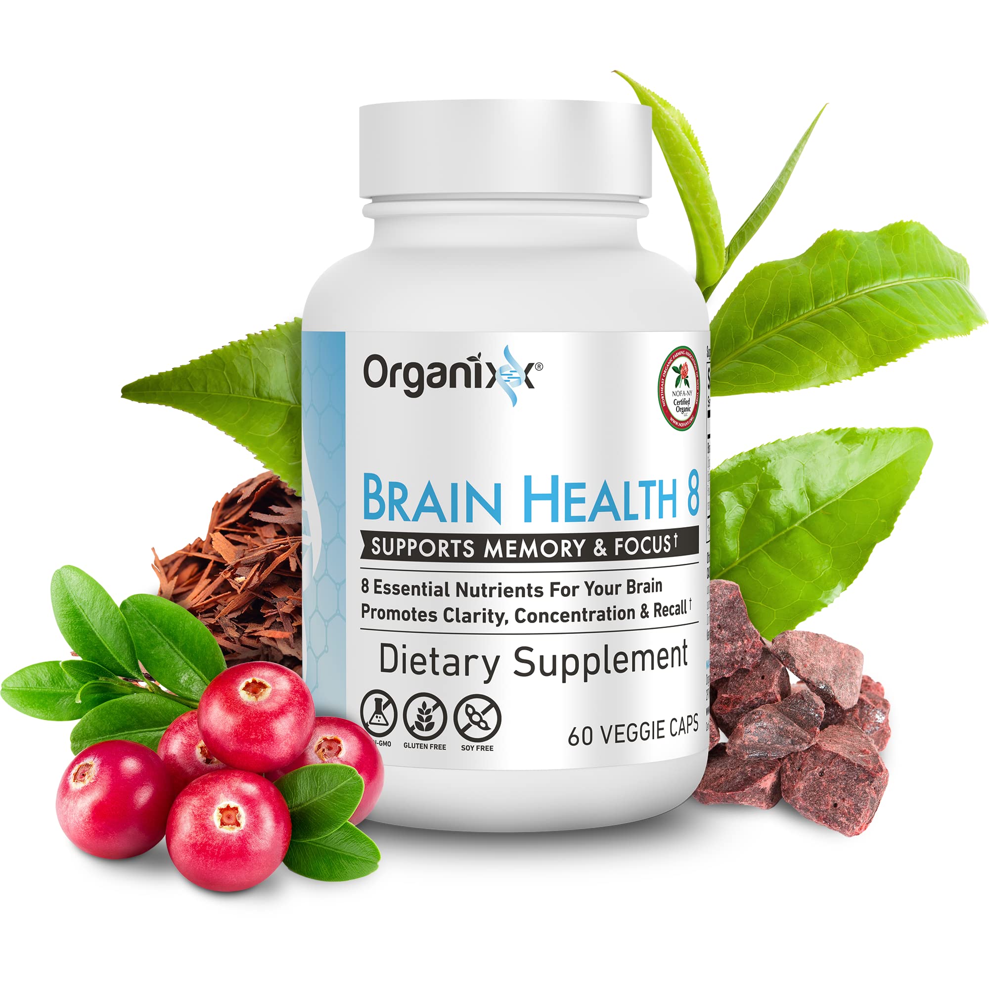 Organixx Brain Health Supplement 50g side view