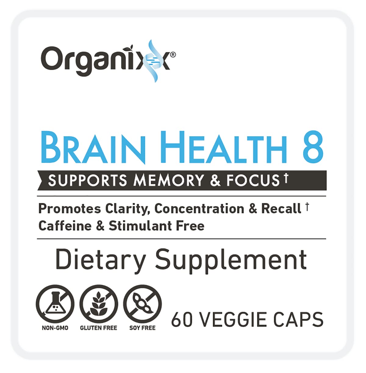 Organixx Brain Health Supplement 50g with a measuring spoon