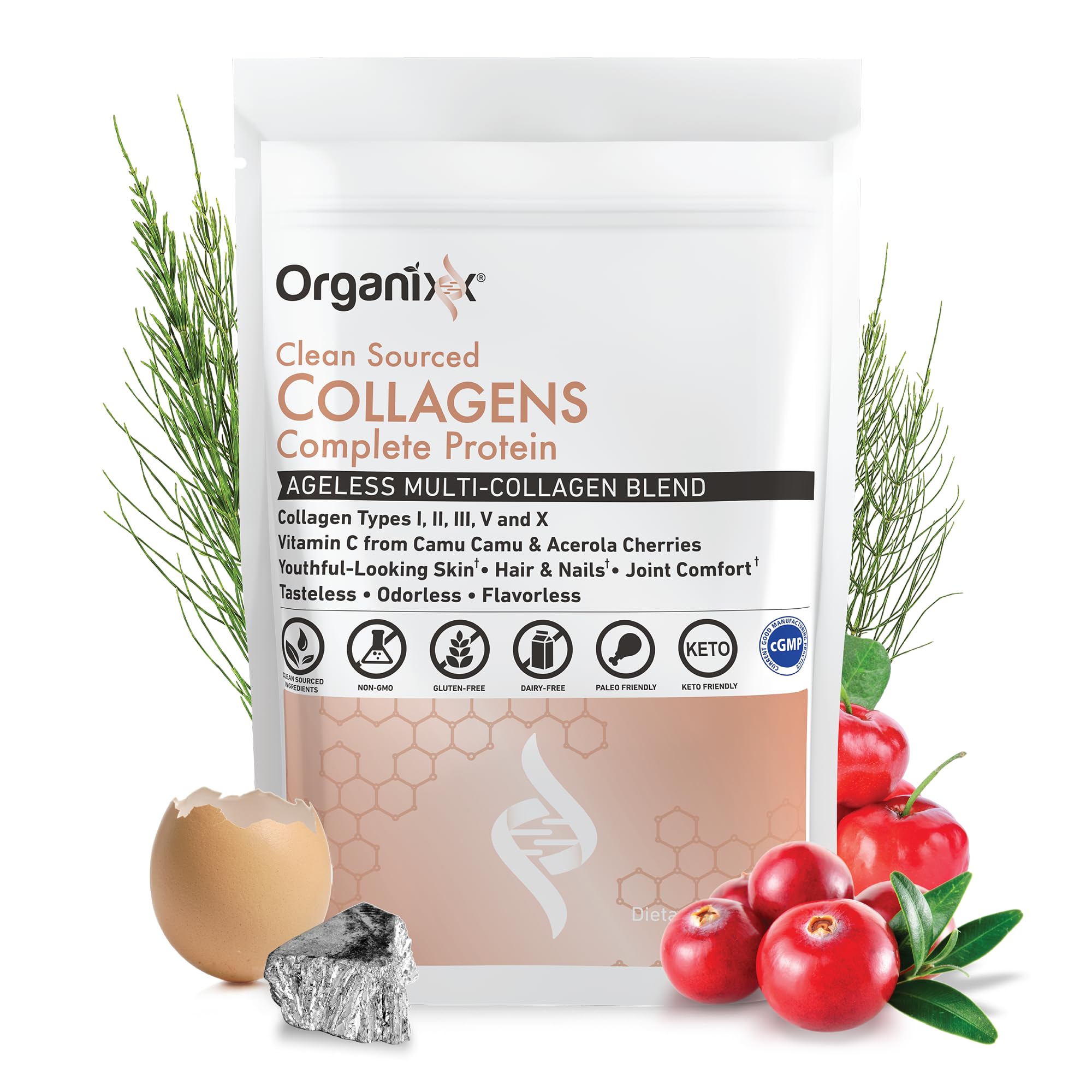Organixx Clean Sourced Collagen Peptides Powder front view
