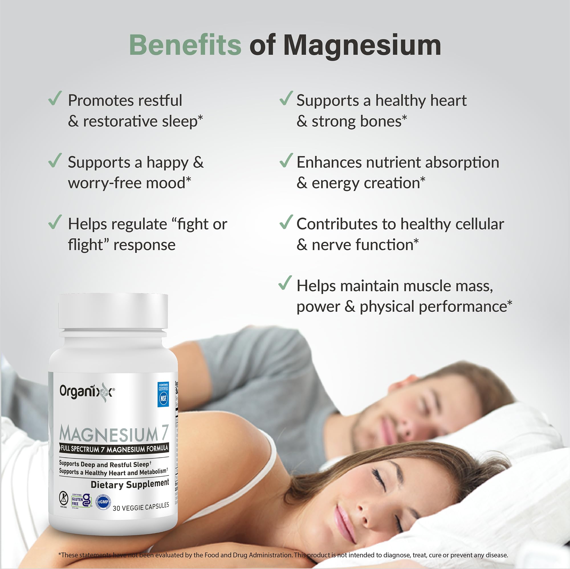 Organixx Magnesium 7 capsules displayed on a wooden surface