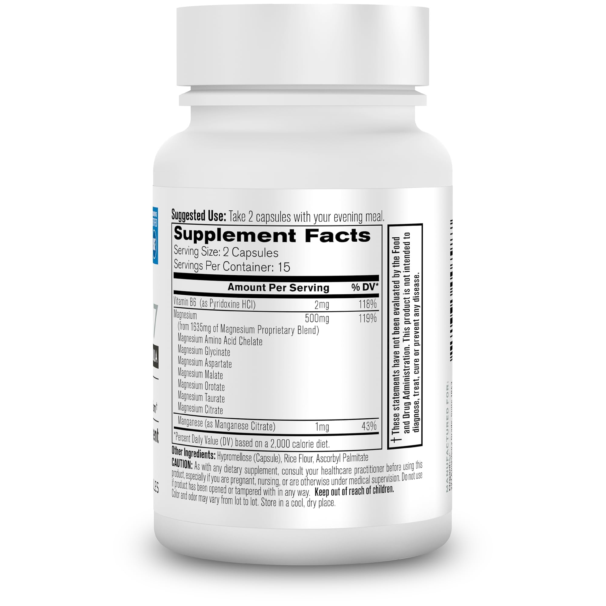 Organixx Magnesium 7 supplement packaging with dimensions