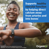 Organixx Vitamin D3 & K2 supplement back view with ingredients