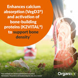 Organixx Vitamin D3 & K2 supplement with a spoon for dosage