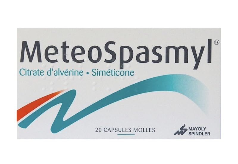 ORGMAX MeteoSpasmyl Soft Capsules back view with ingredient information