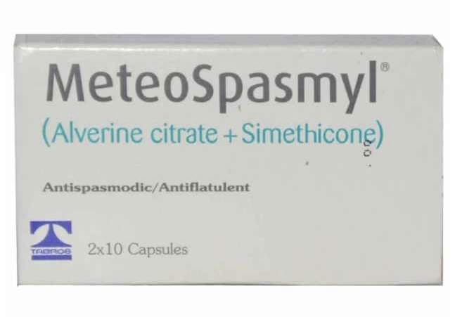 ORGMAX MeteoSpasmyl Soft Capsules side view showing capsule details