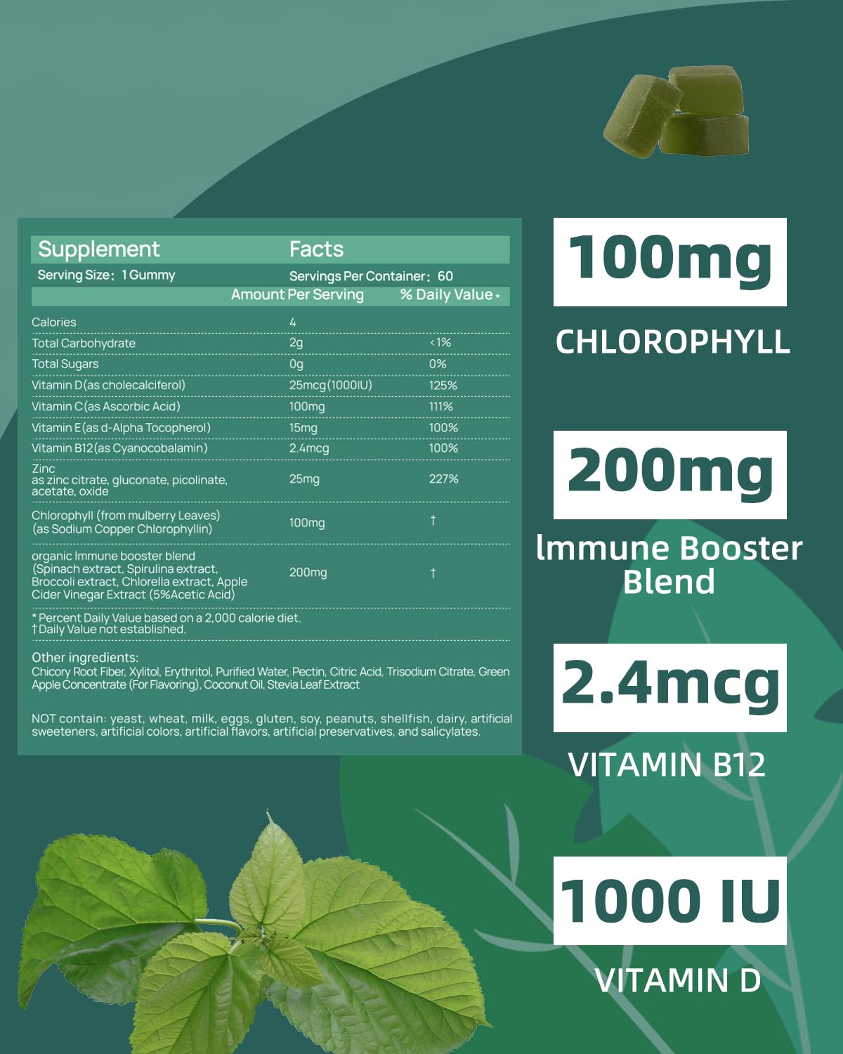 ORGMO Chlorophyll Gummies packaging side view
