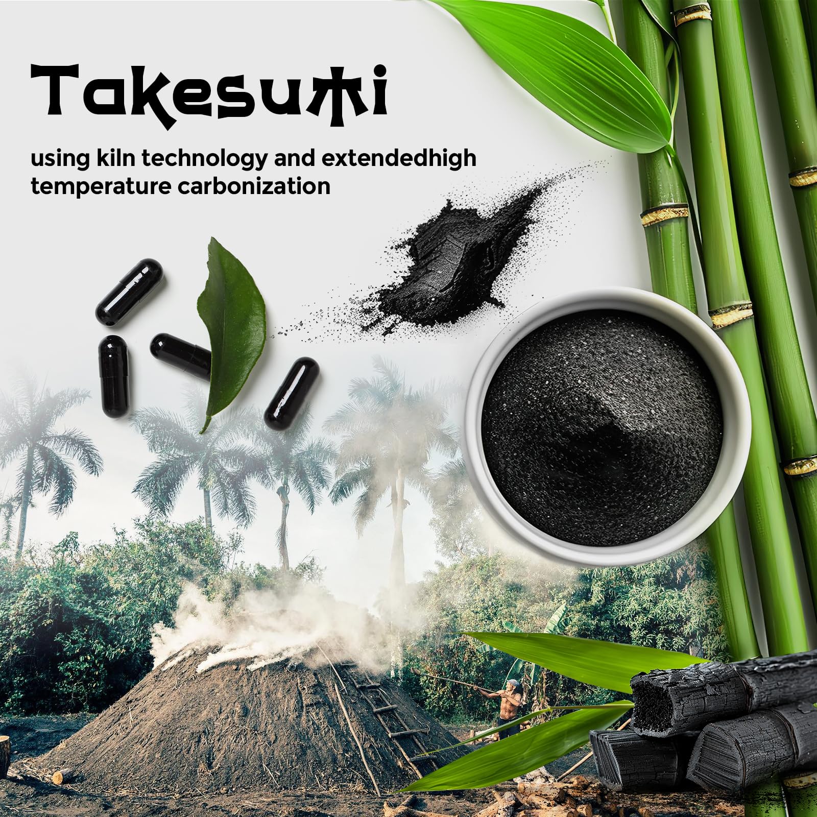 Orinthalixium Takesumi Bamboo Charcoal Capsules with bamboo background
