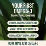 Orlo Omega-3 Algae Oil Softgels with a glass of water