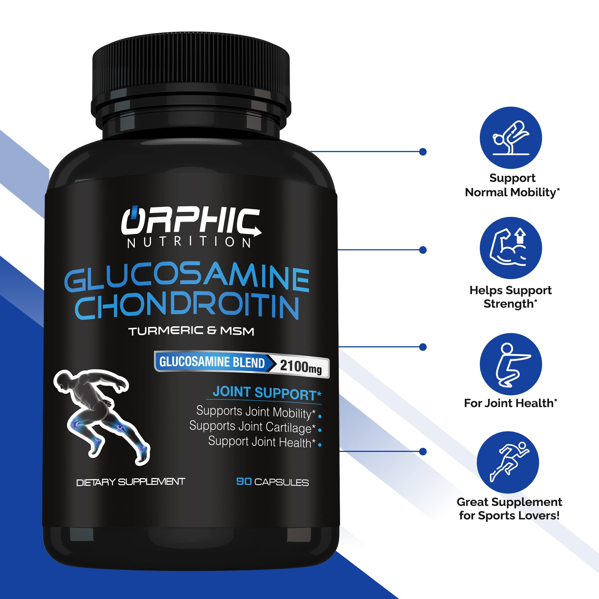 ORPHIC NUTRITION Chondroitin Supplement side view with ingredients
