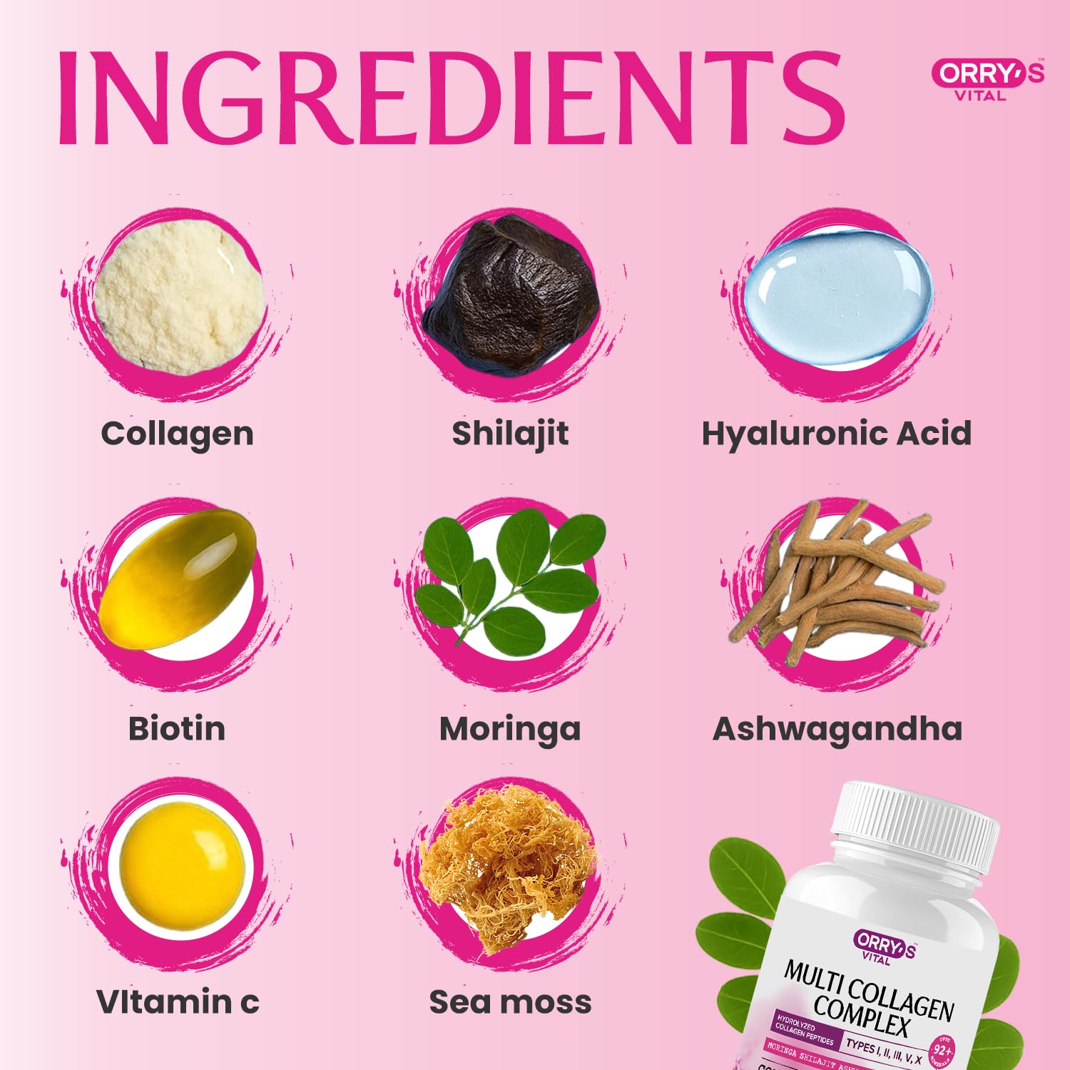 Orry's Vital Complete Collagen Support Supplement ingredients list