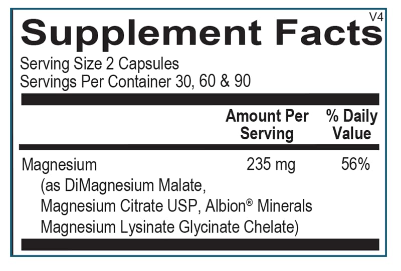 Ortho Molecular Products Reacted Magnesium 45g packaging side view