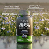 ORZAX Black Seed Oil 1000mg capsules packaging