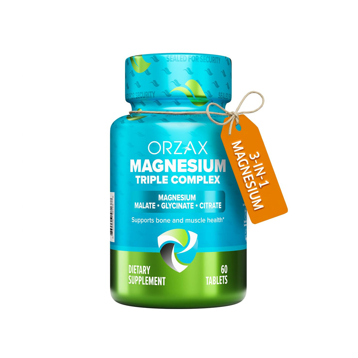 ORZAX Magnesium Triple Complex 200mg supplement bottle front view
