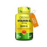 ORZAX Vitamin D3 Softgels 5000 IU front view