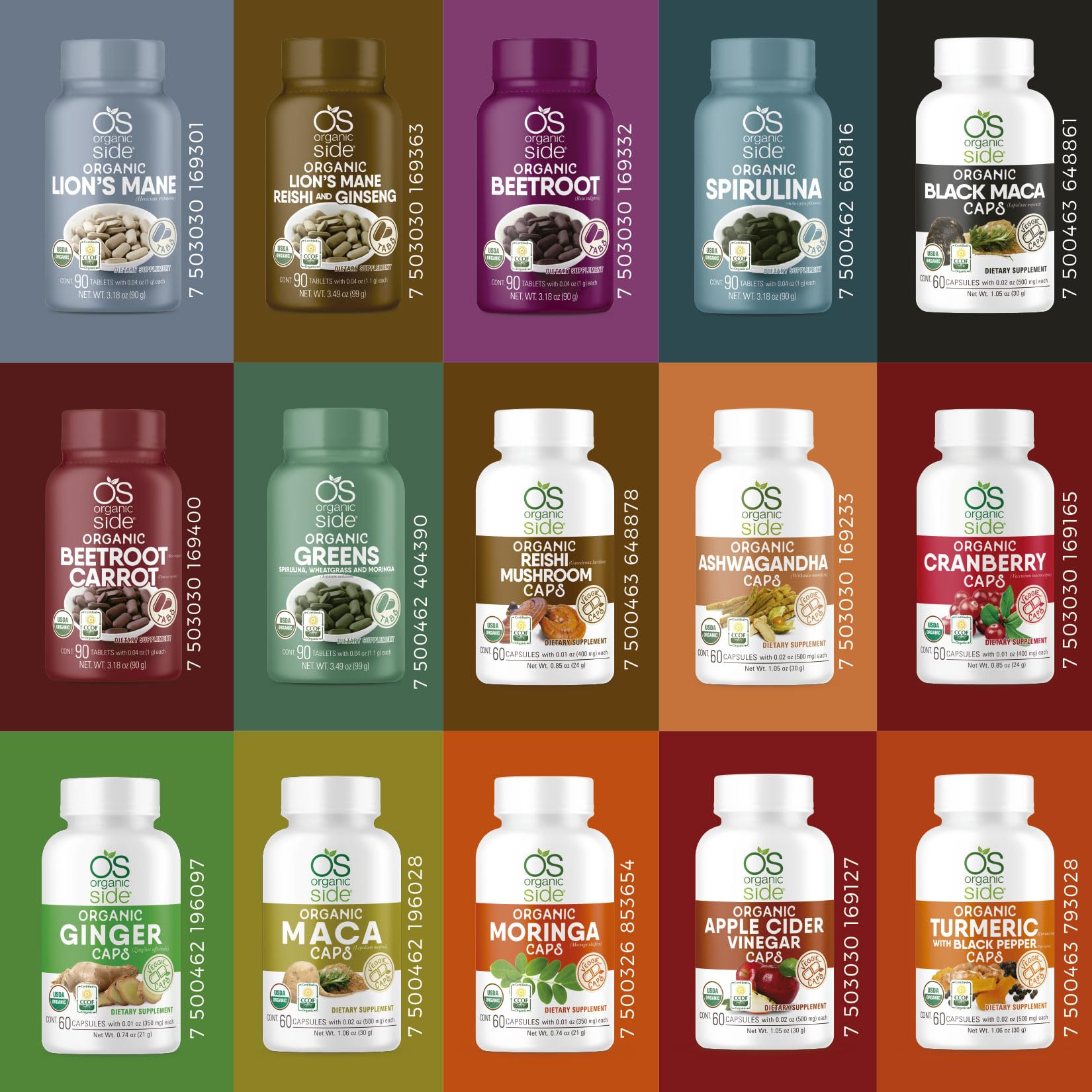 OS Organic Side Ginseng Capsules packaging close-up showing organic certification