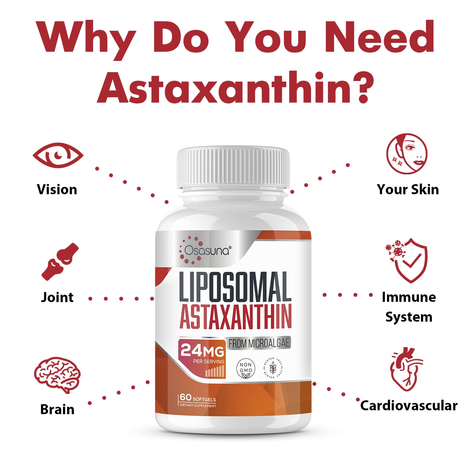 Osasuna Astaxanthin Softgels with ingredients list