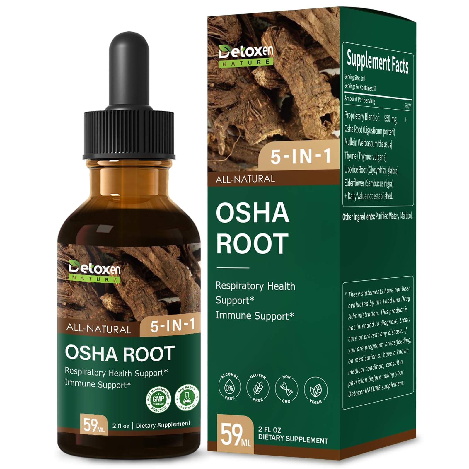 Osha Root Drops front view with packaging
