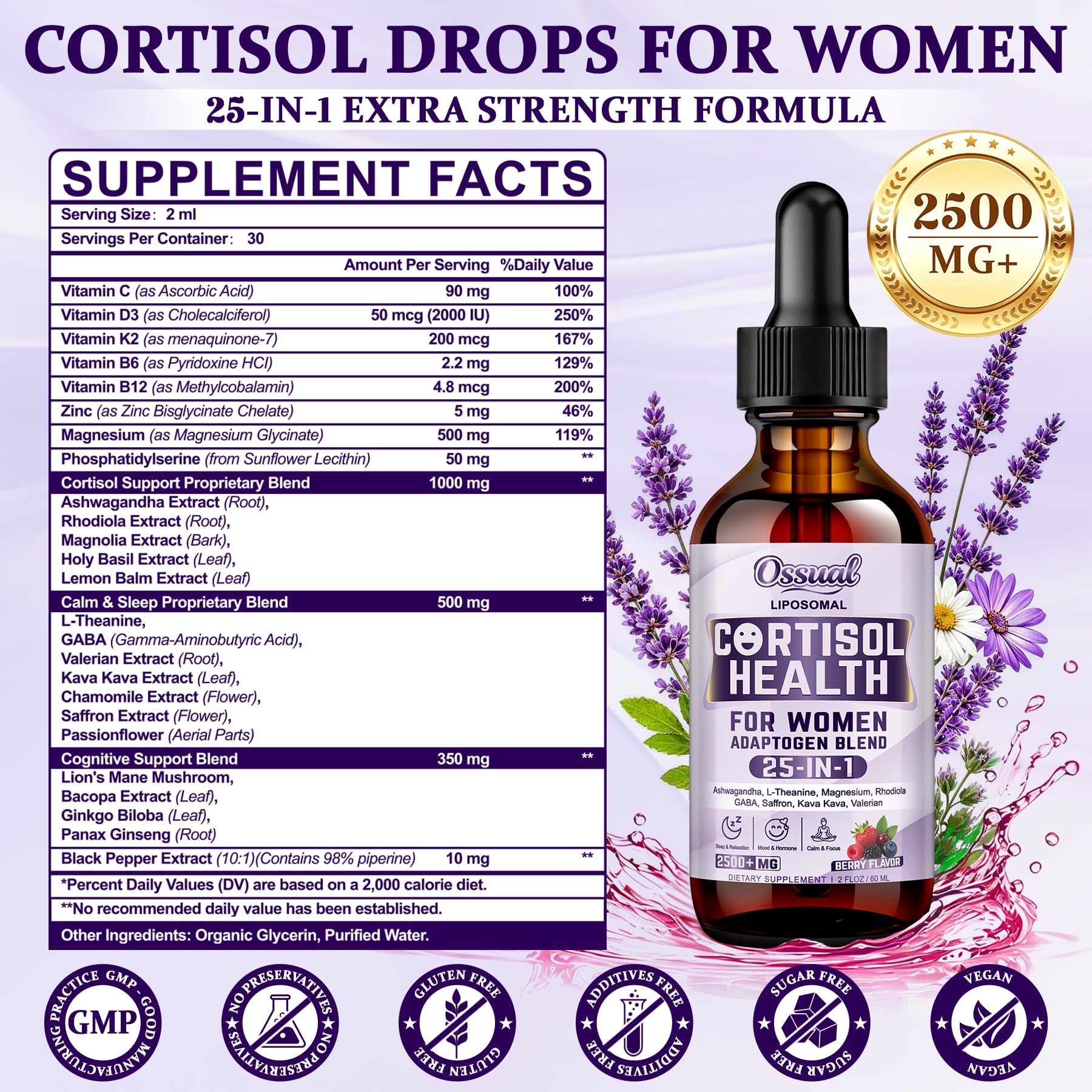 Ossual 25-in-1 Liposomal Cortisol Drops 60ML lifestyle scene