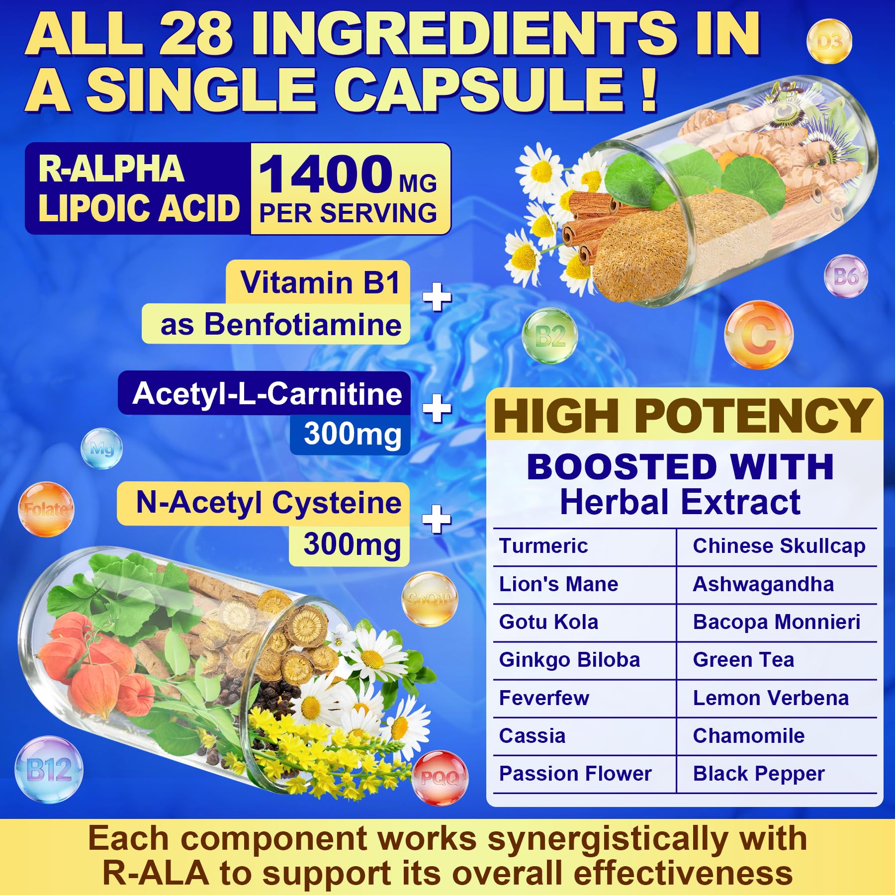 Ossual Alpha Lipoic Acid 28-in-1 Supplement ingredients list