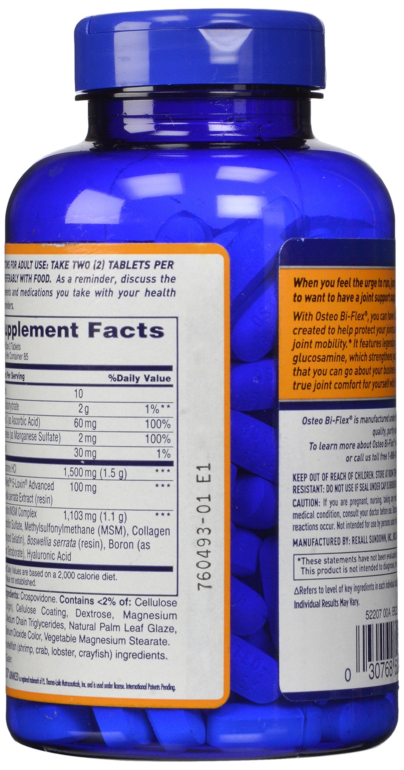 Osteo Bi-Flex Triple Strength Chondroitin Supplement back view