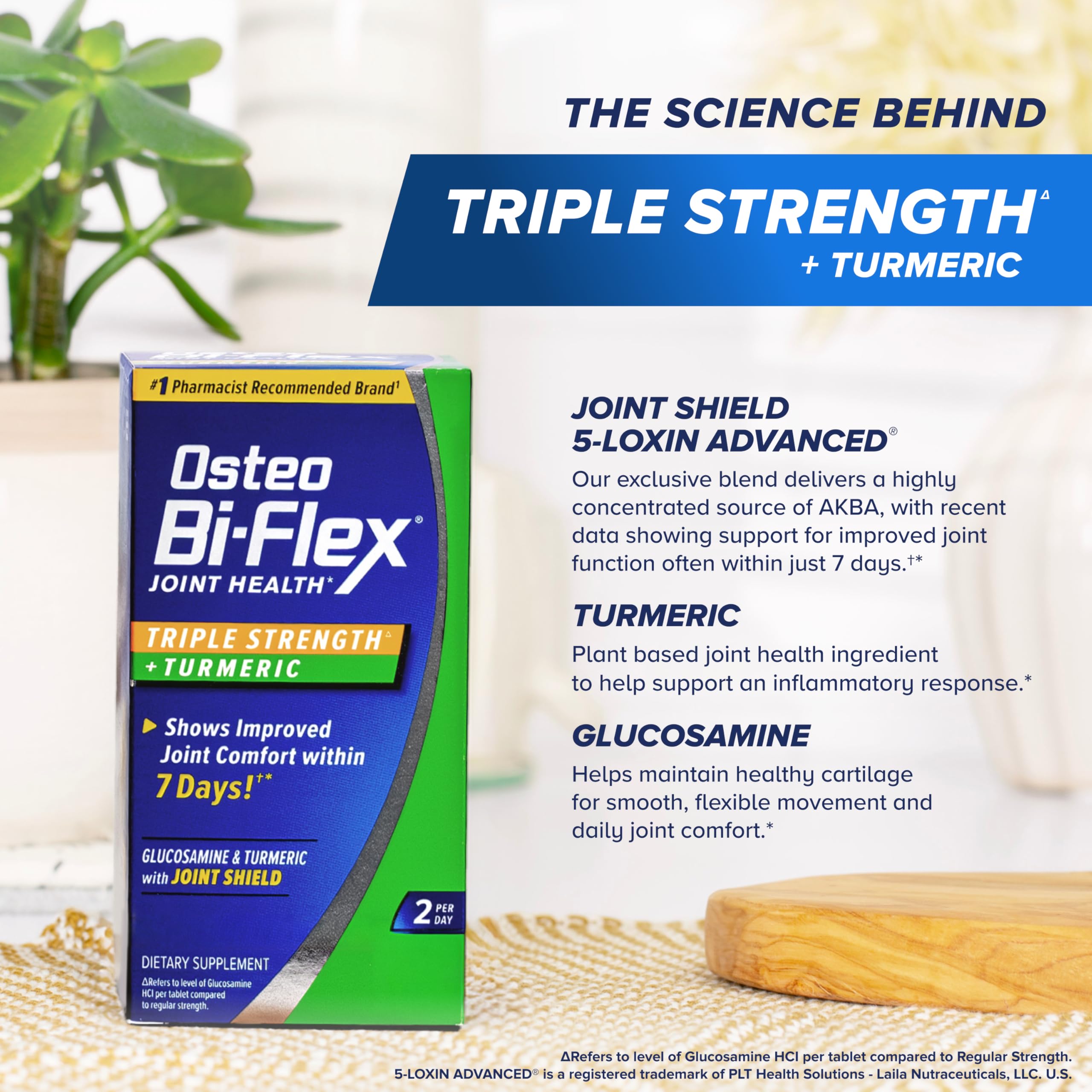 Osteo Bi-Flex Triple Strength Glucosamine with Turmeric bottle with a measuring spoon