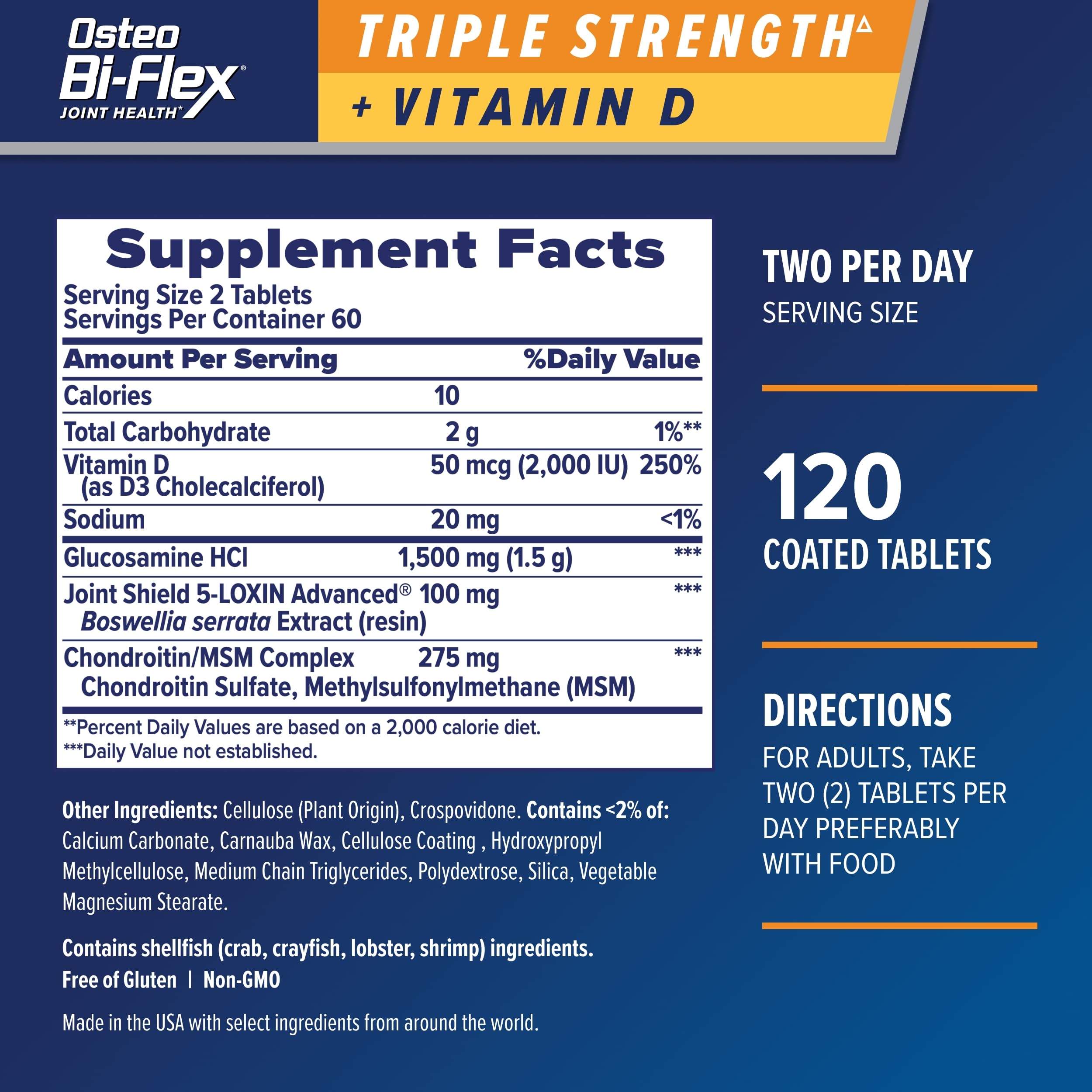 Osteo Bi-Flex Triple Strength side view showing tablet details