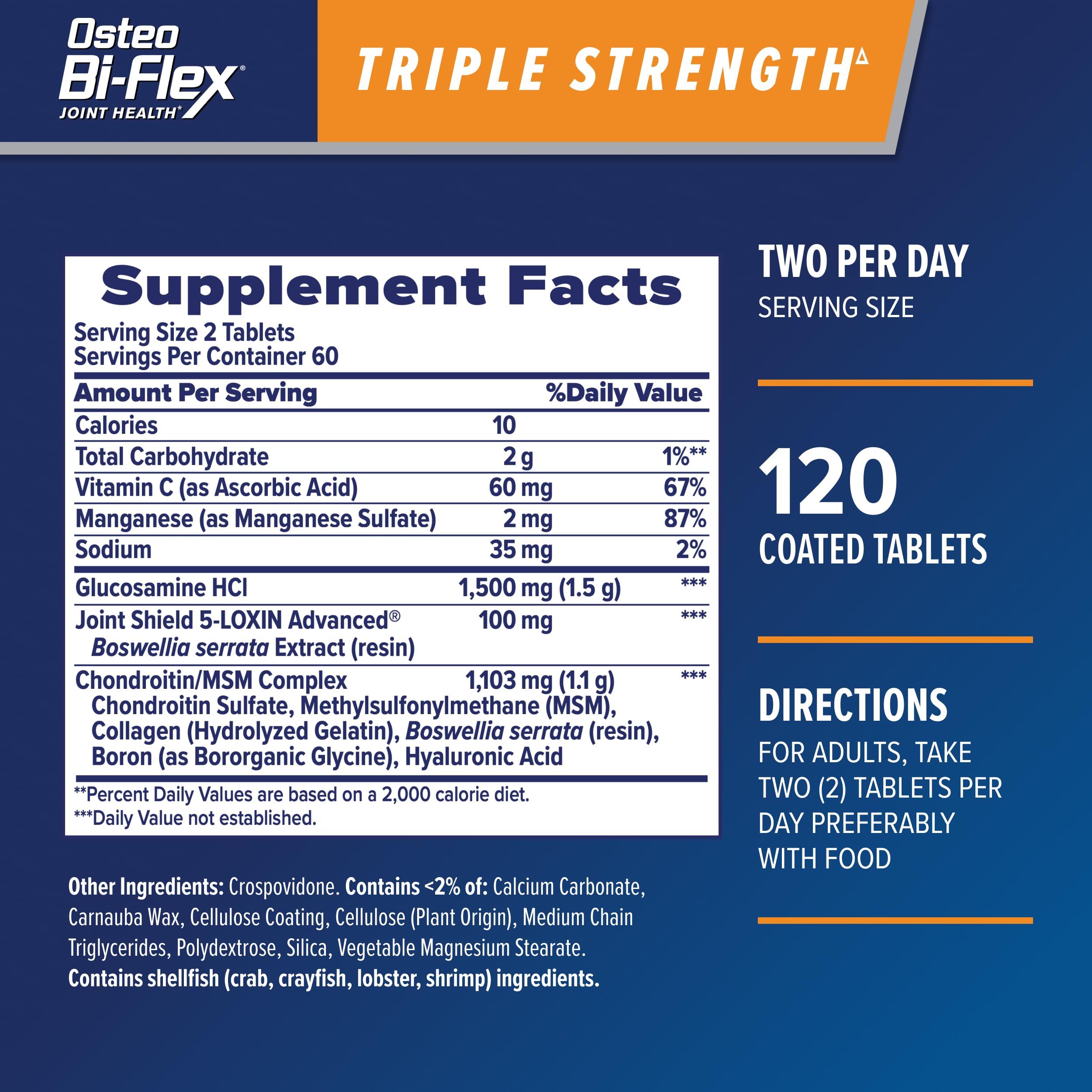 Osteo Bi-Flex Triple Strength supplement bottle side view