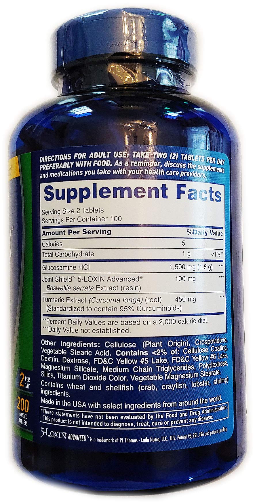 Osteo Bi-Flex Triple Strength + Turmeric 200 Tablets side view