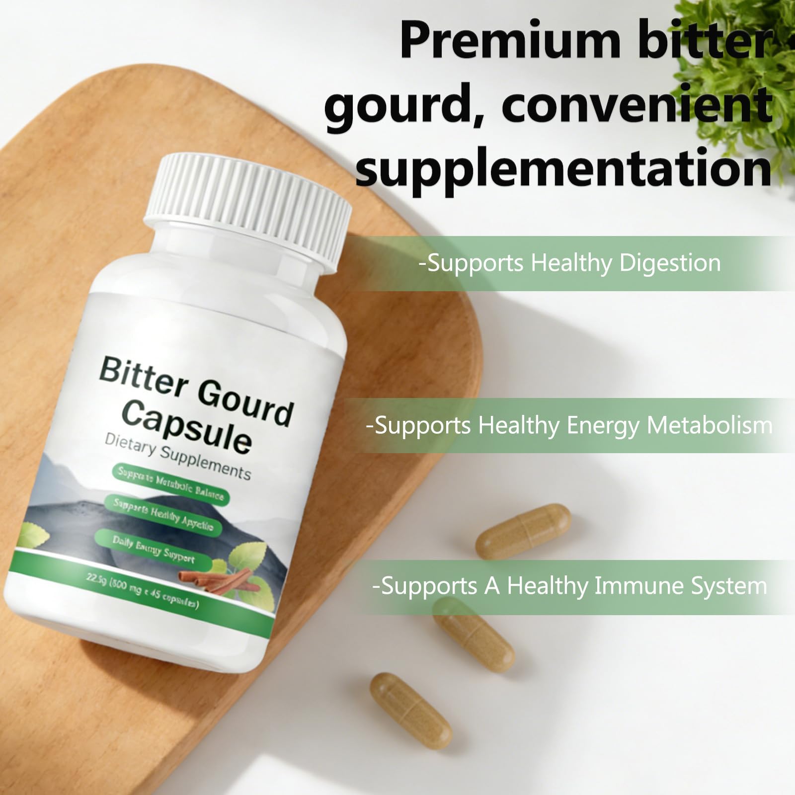 OUHENGTEK Bitter Melon & Cinnamon Complex capsules with measuring spoon