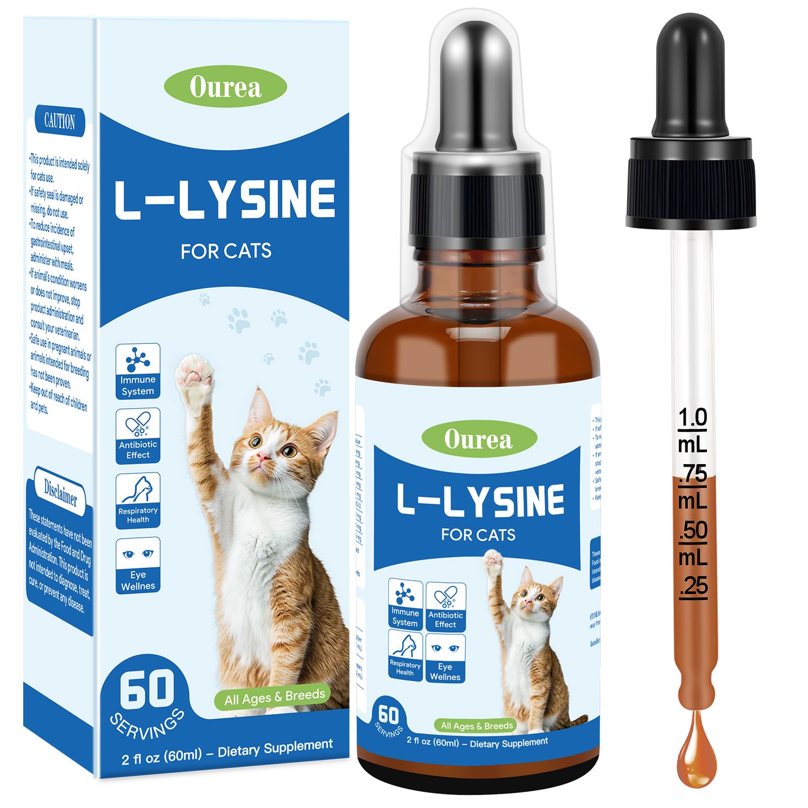 Ourea L-Lysine Drops for Cats 68g front view