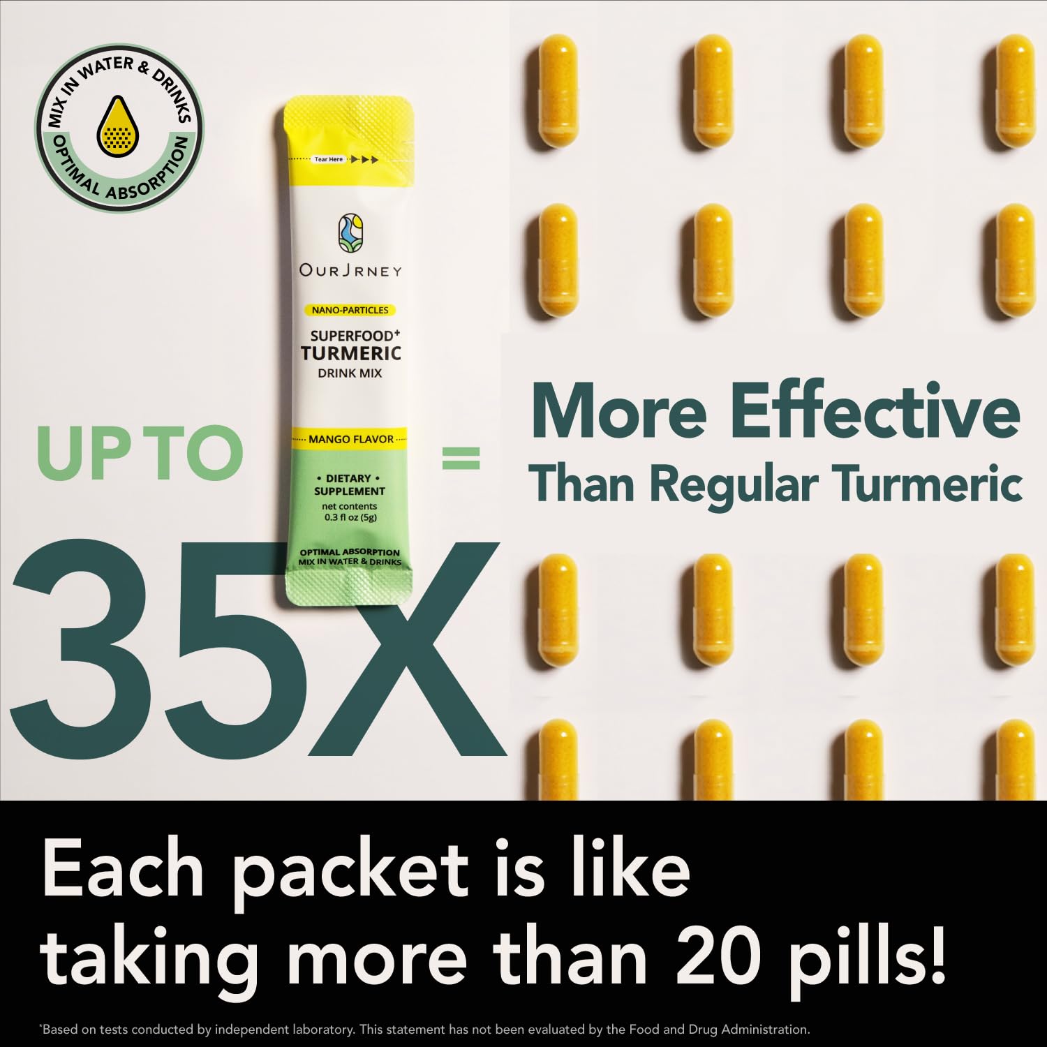 OurJrney Turmeric Mango Juice Mix individual packet