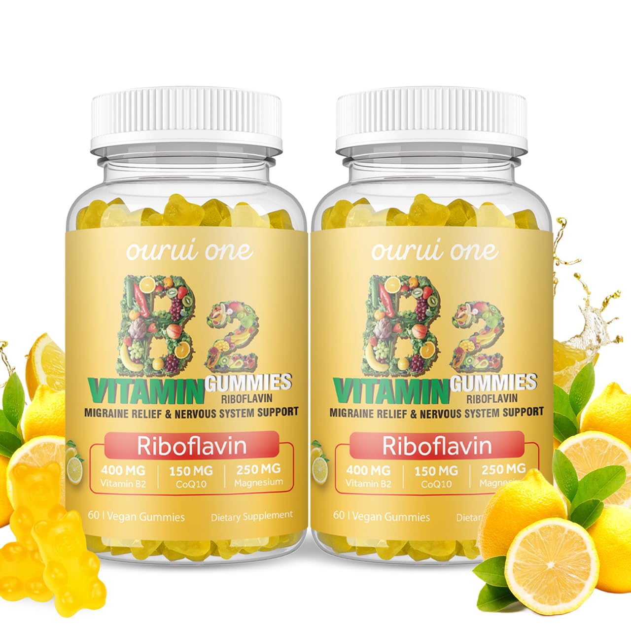 ourui one Vitamin B2 Gummies 400mg bottle front view