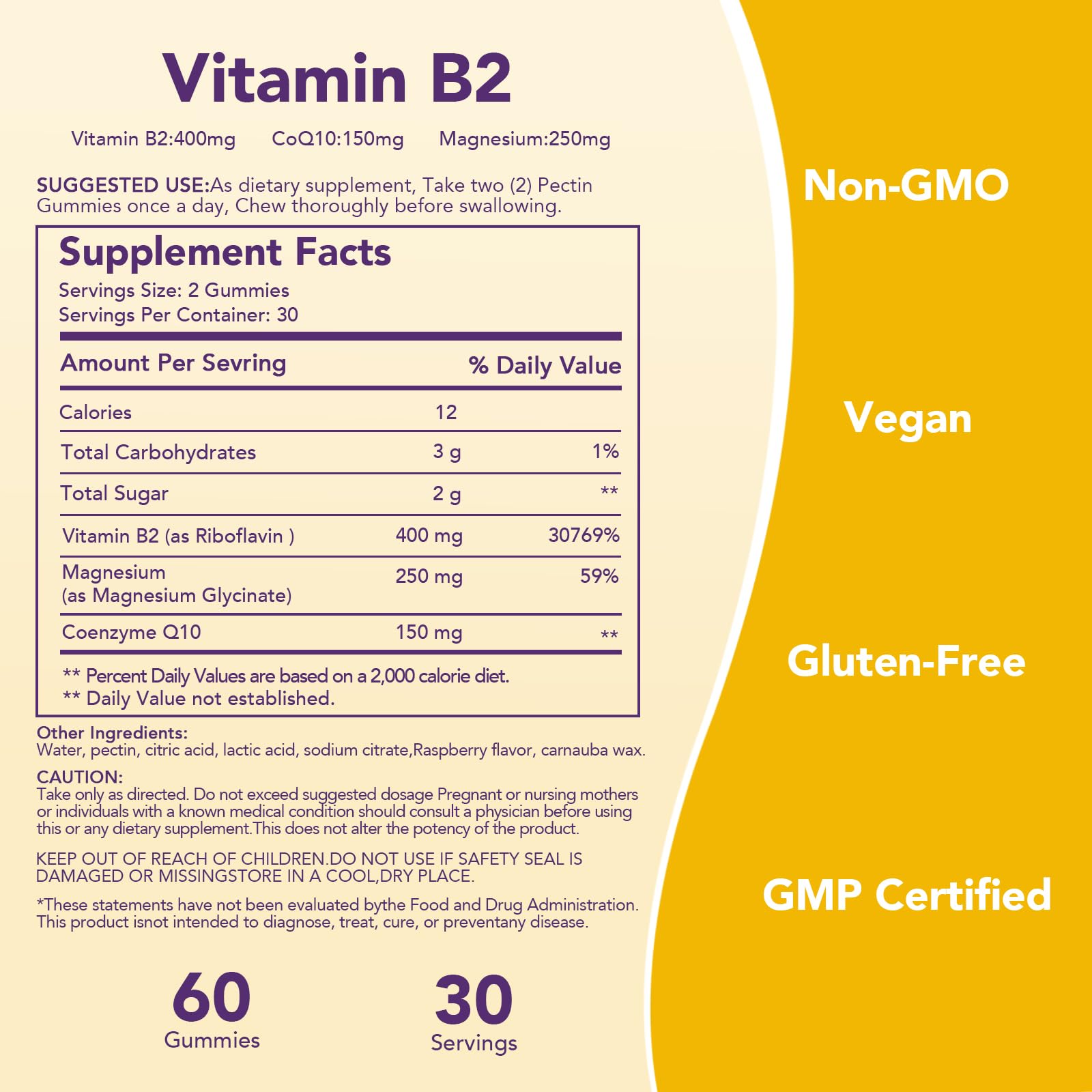 ourui one Vitamin B2 Gummies 400mg ingredients list