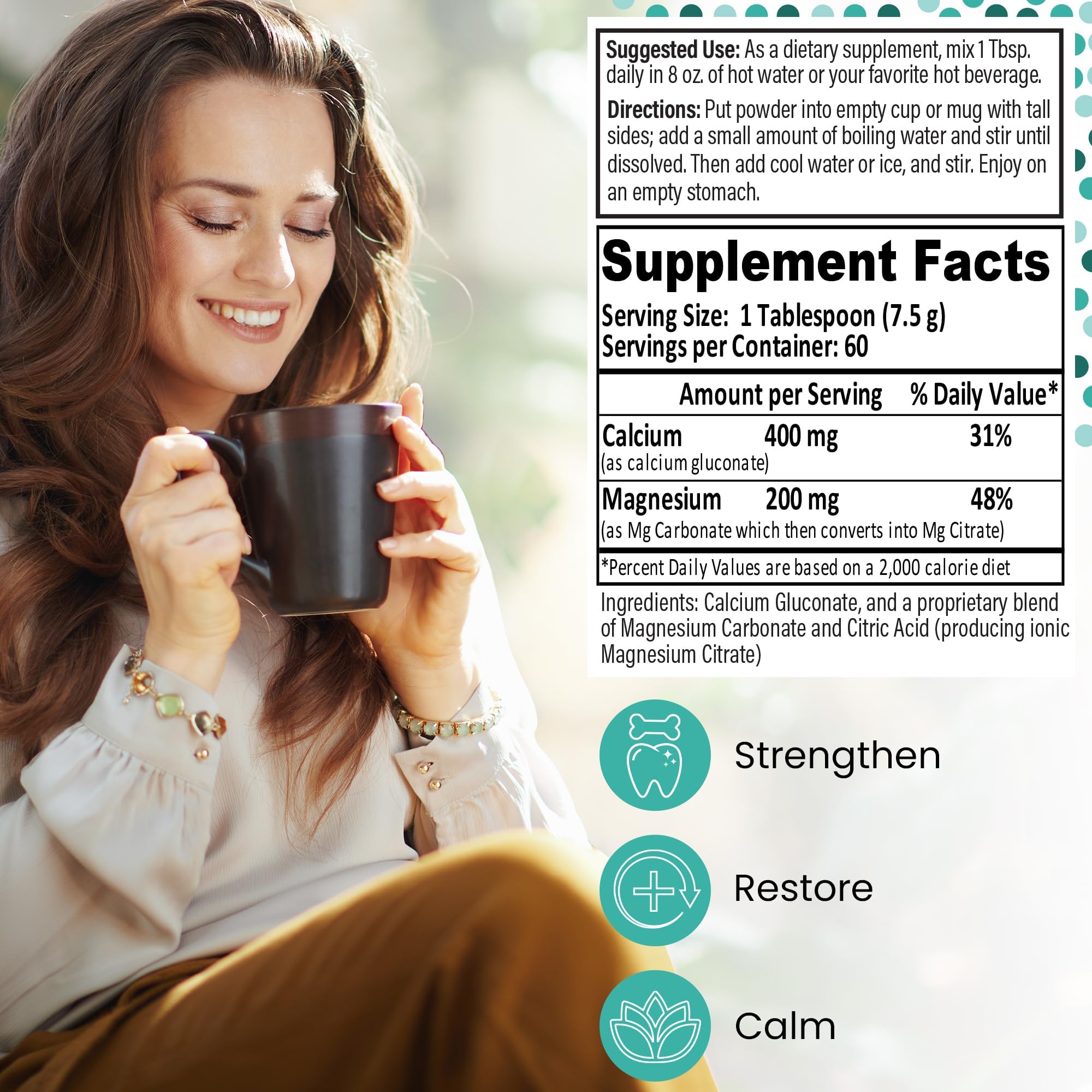 Outback Naturals Calcium and Magnesium Powder 540g serving suggestion