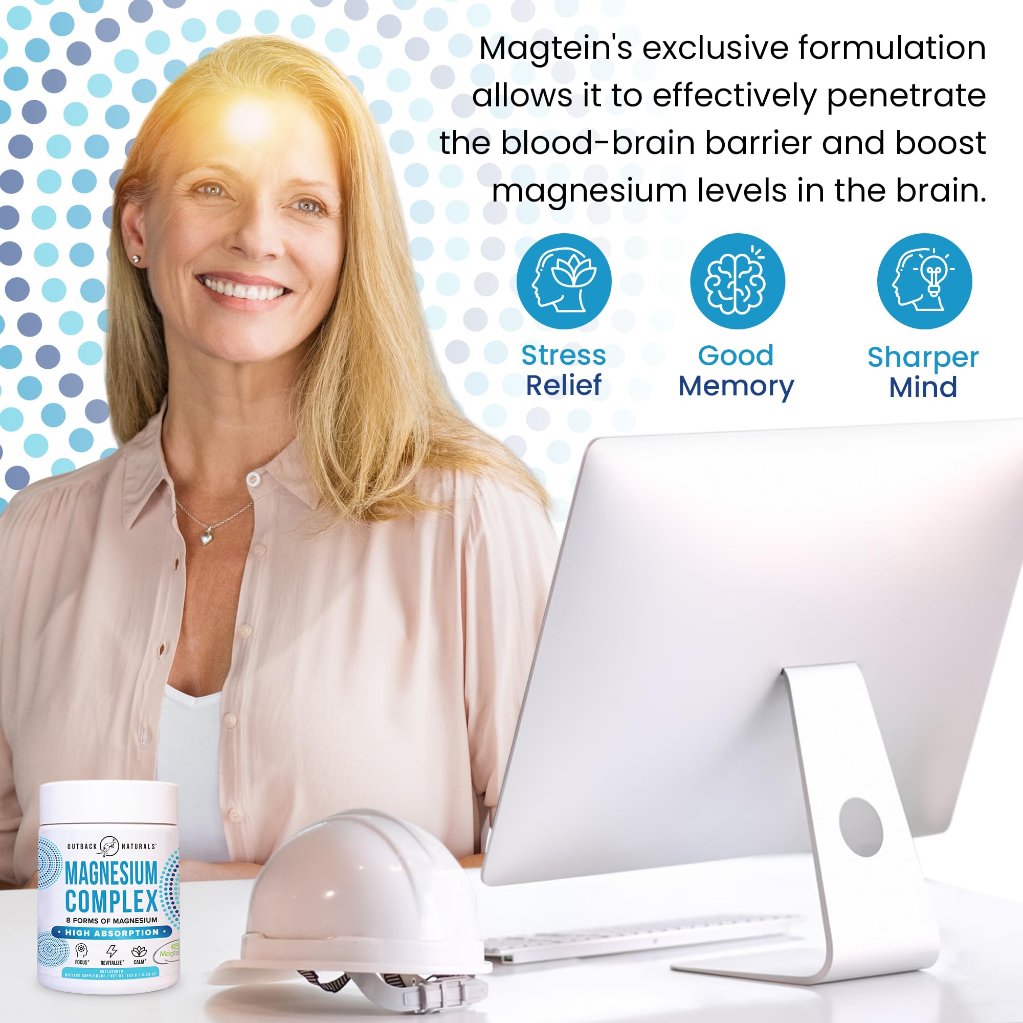 Outback Naturals Magnesium L-Threonate Powder in a bowl with fruits