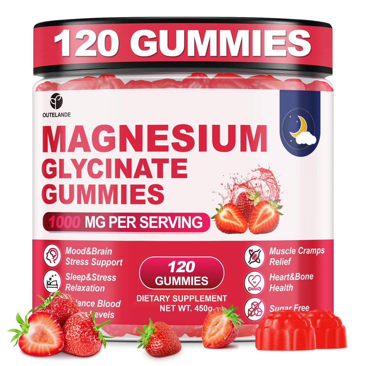 OUTELANDE Magnesium Glycinate Gummies bottle front view