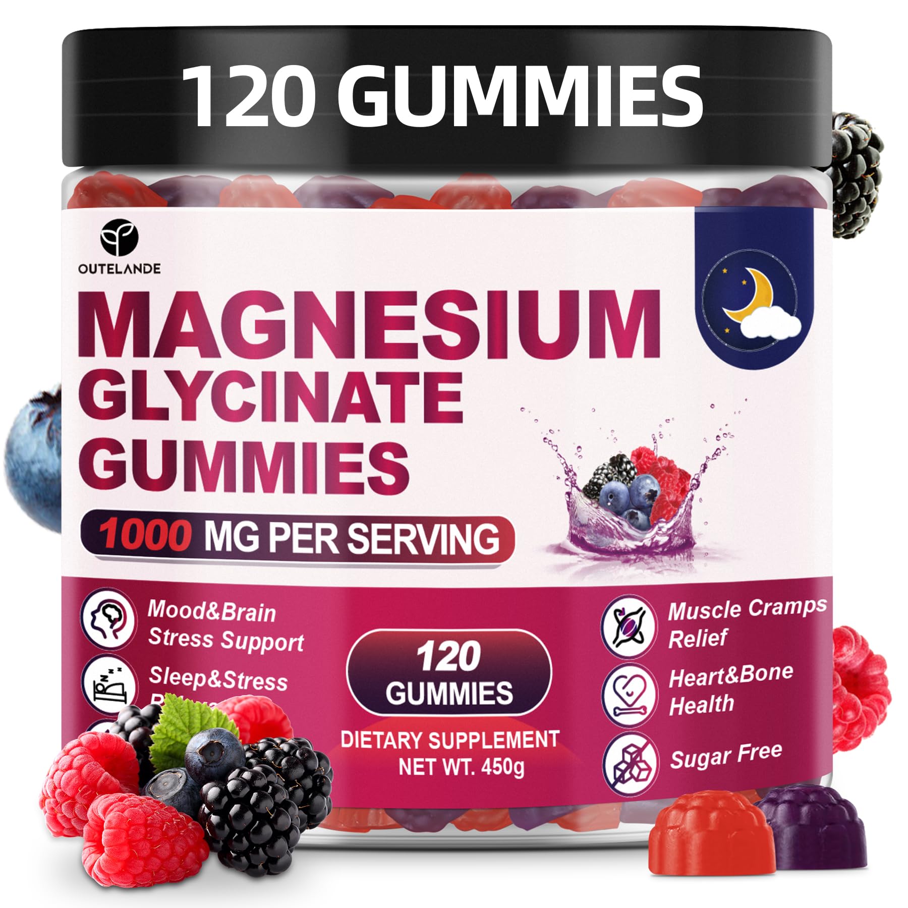 OUTELANDE Magnesium Glycinate Gummies bottle front view