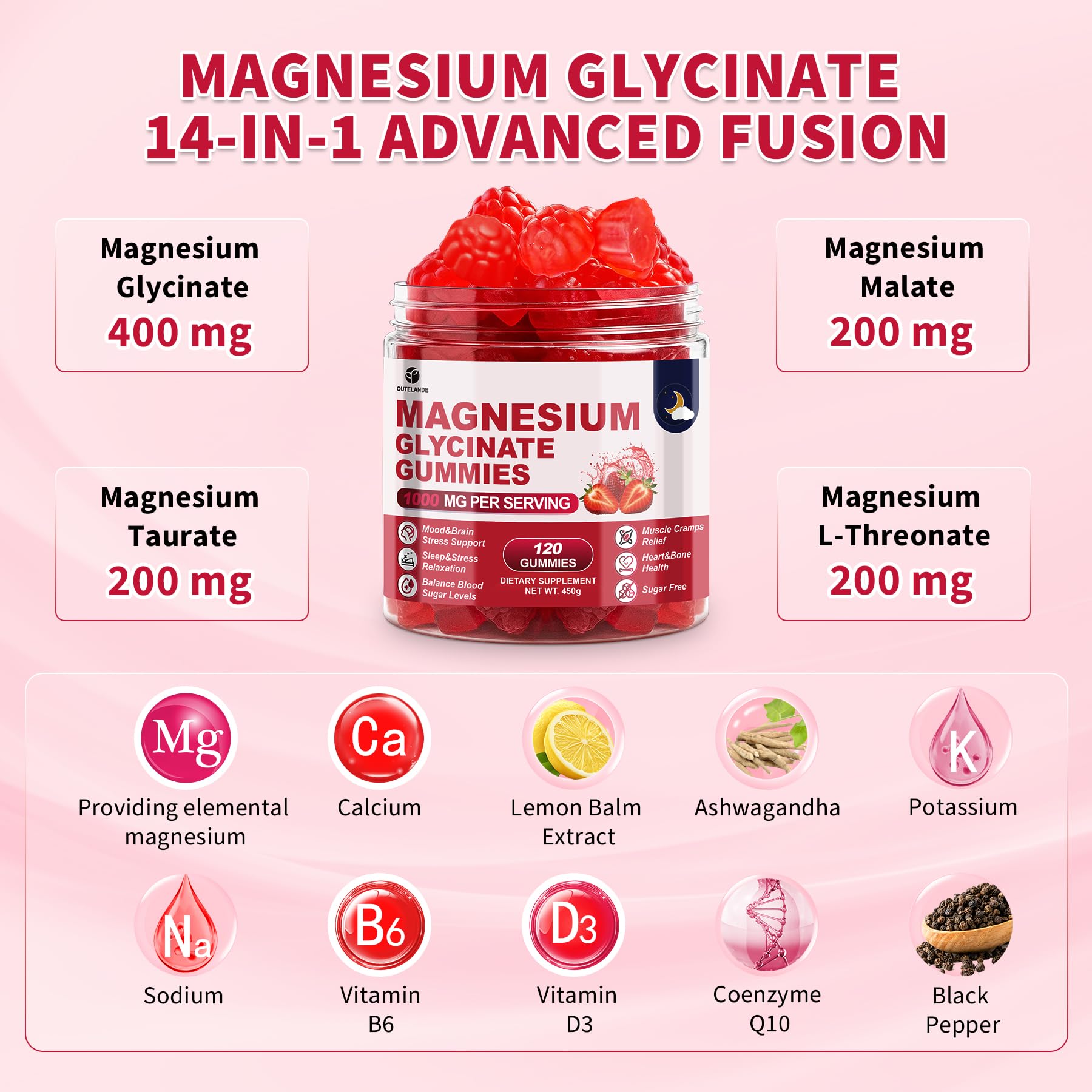 OUTELANDE Magnesium Glycinate Gummies ingredients list
