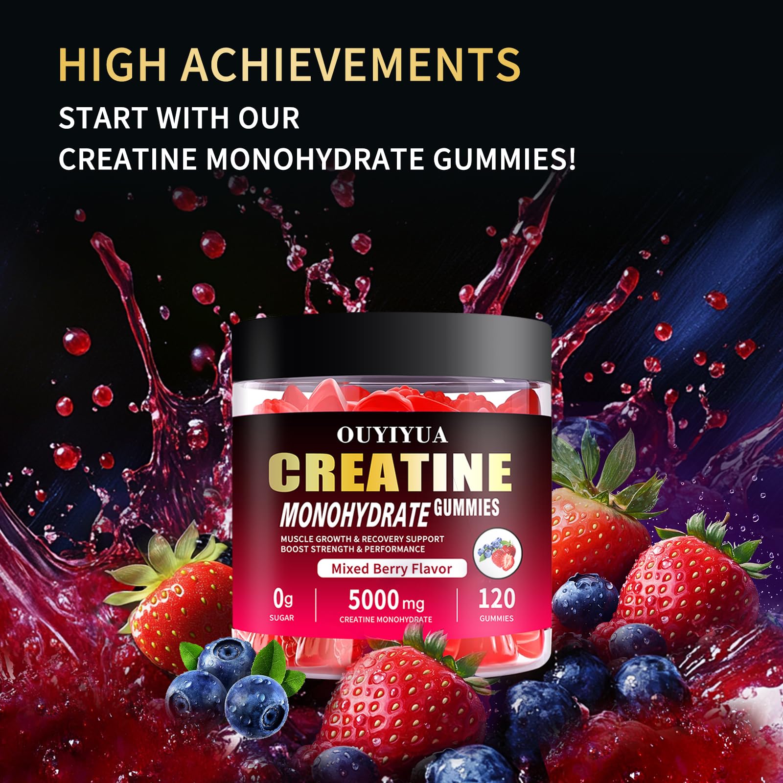 OUYIYUA Creatine Gummies bottle side view