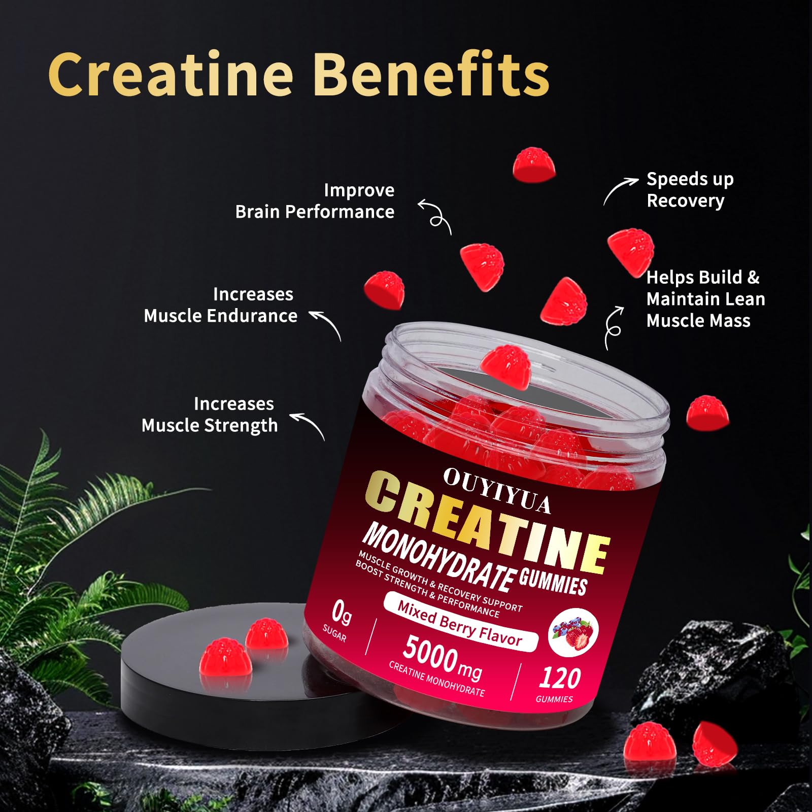 OUYIYUA Creatine Gummies in a gym setting