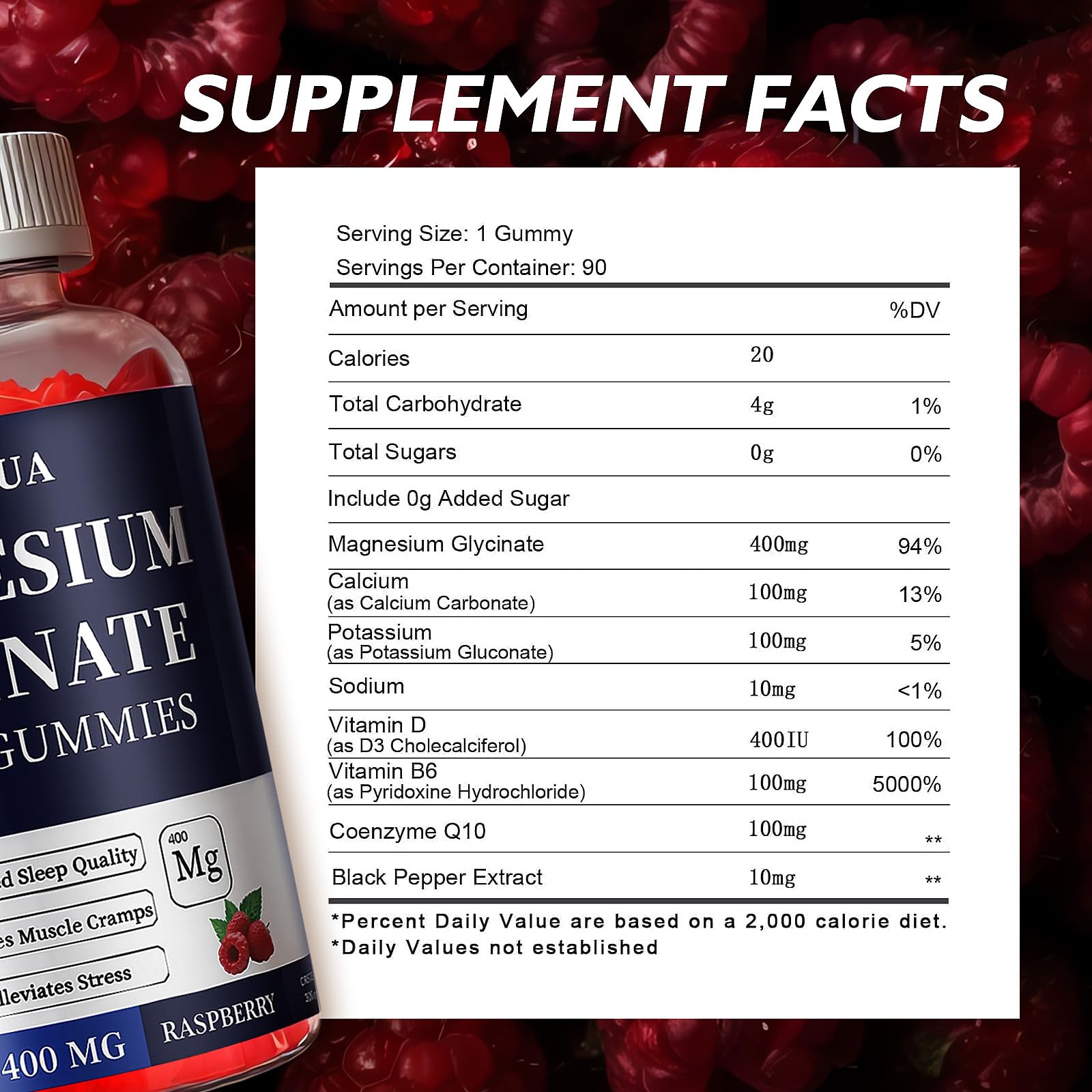 OUYIYUA Magnesium Glycinate Gummies 400mg side view