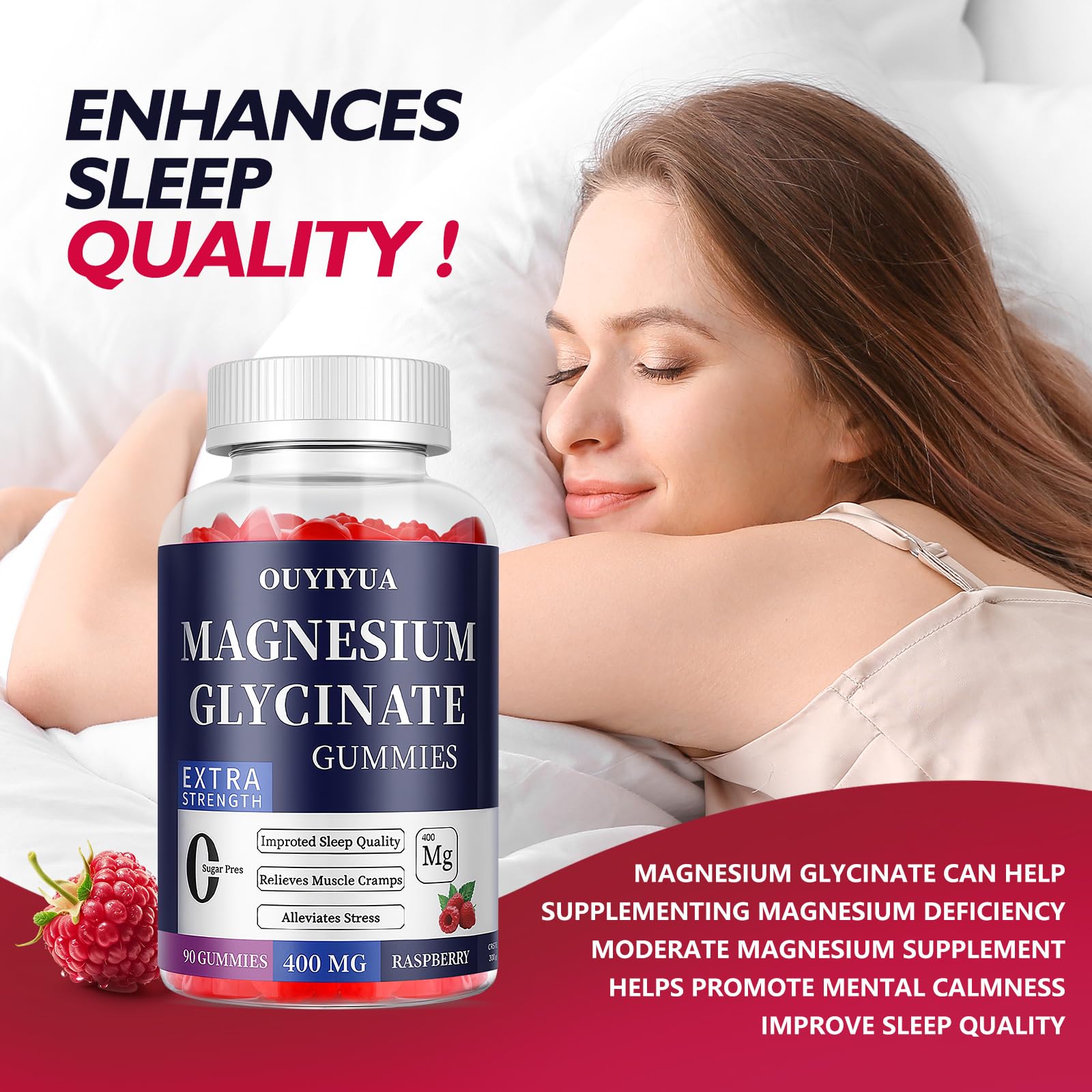 OUYIYUA Magnesium Glycinate Gummies packaging with ingredients
