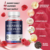 OUYIYUA Magnesium Glycinate Gummies with a hand holding a gummy