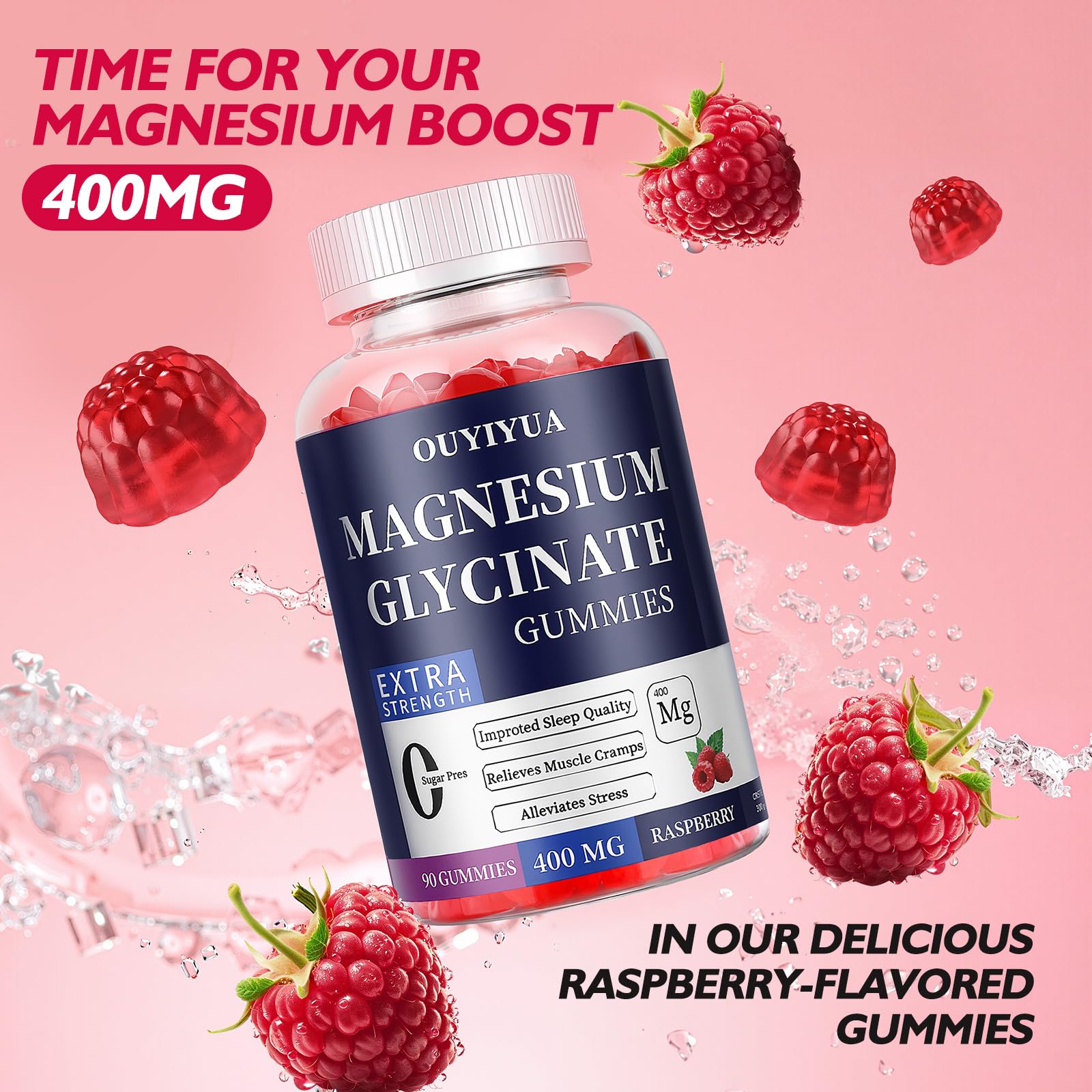 OUYIYUA Magnesium Glycinate Gummies with fresh fruits