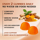 OUYIYUA turmeric and ginger gummies on a wooden table