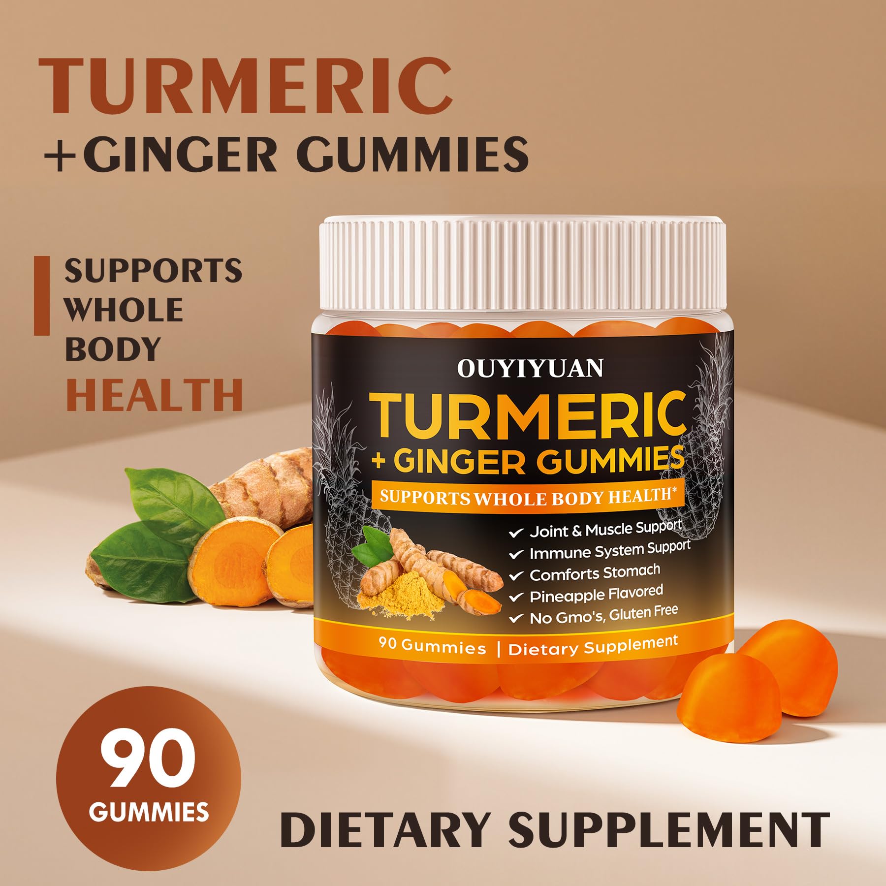 OUYIYUA turmeric and ginger gummies with ingredients list