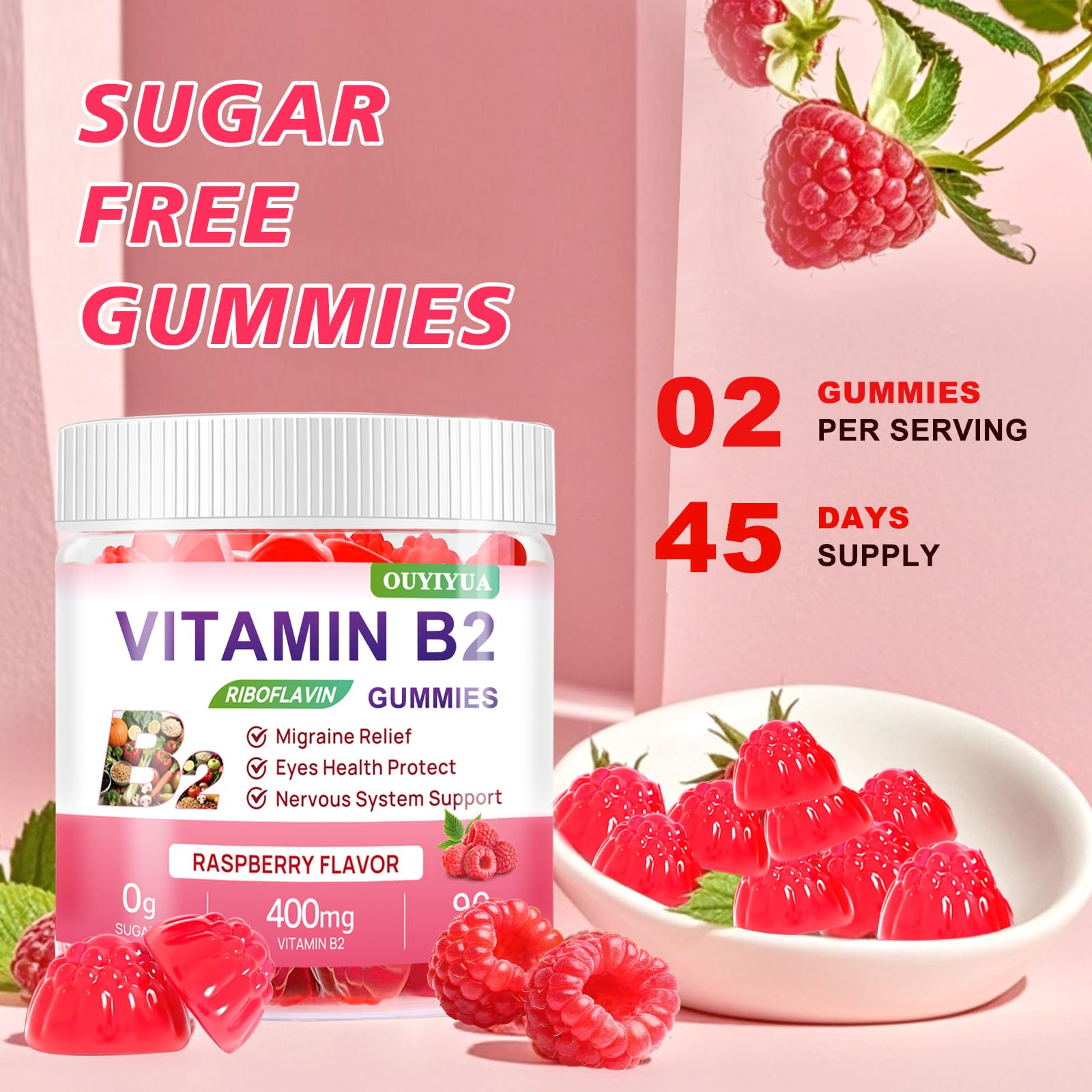 OUYIYUA Vitamin B2 Gummies nutritional information label
