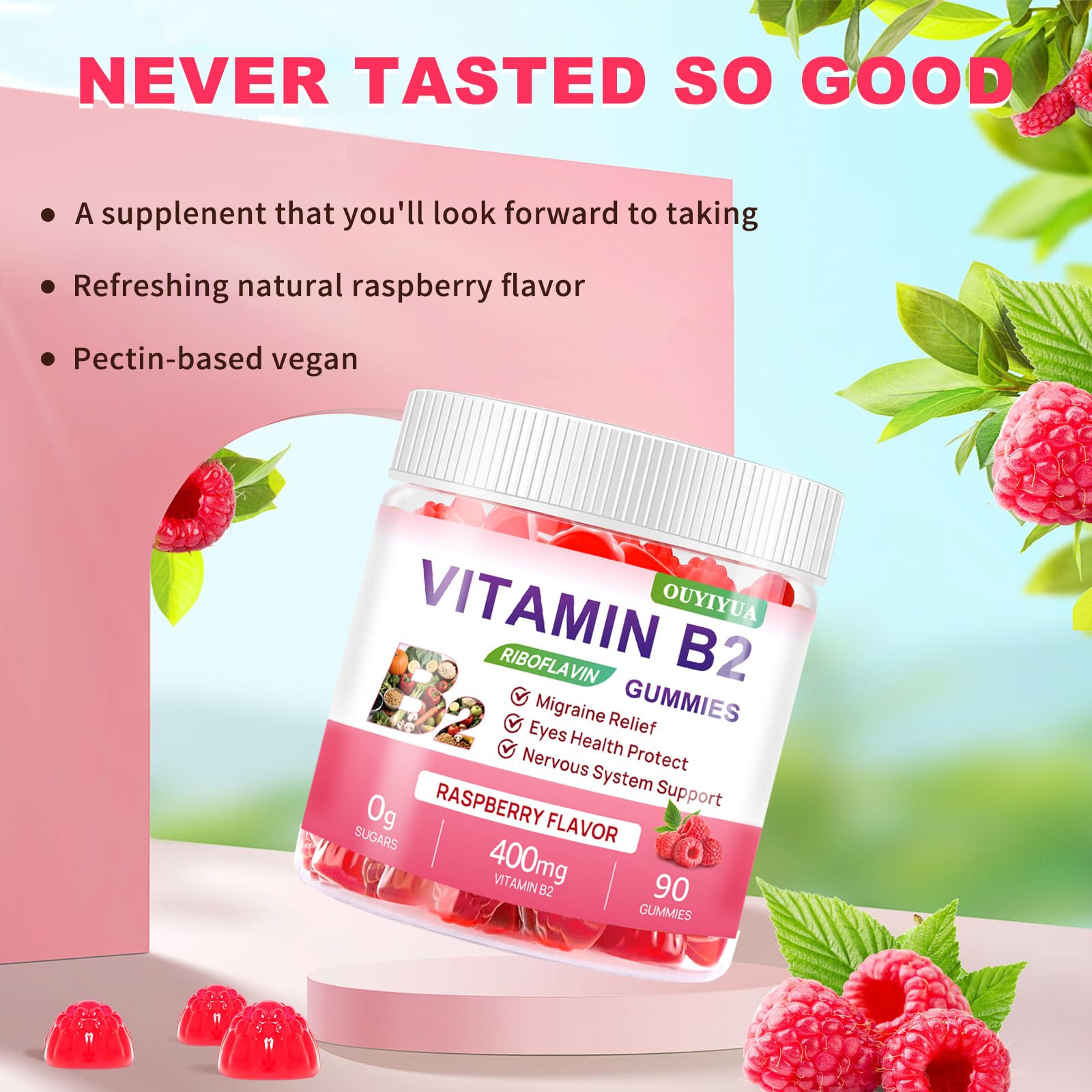 OUYIYUA Vitamin B2 Gummies with a measuring spoon for dosage